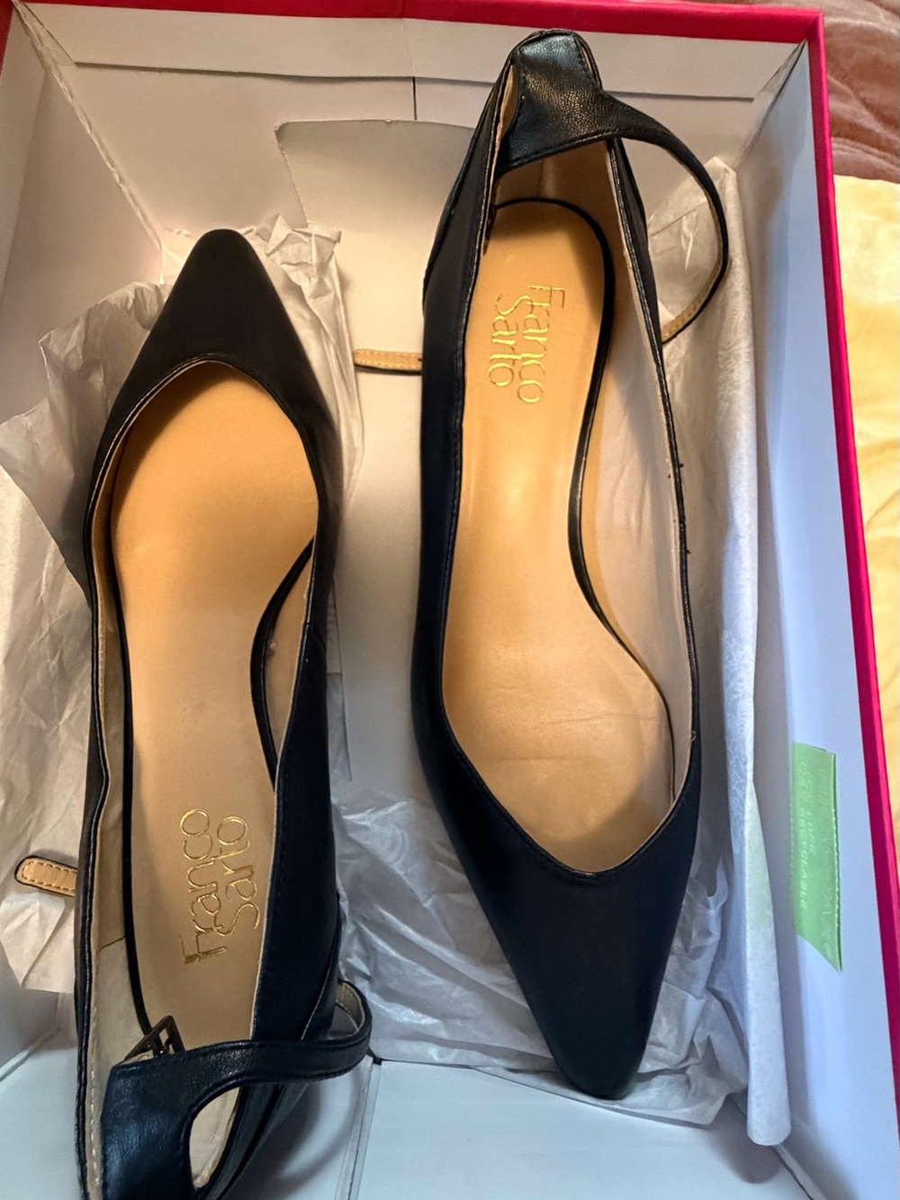 Franco Sarto Black Pointed-Toe Ankle-Strap Heels - Picture 5 of 5